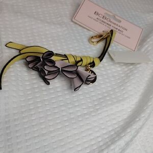 BCBGeneration Pink Lavender and Yellow Floral Tassel Keychain Bagcharm